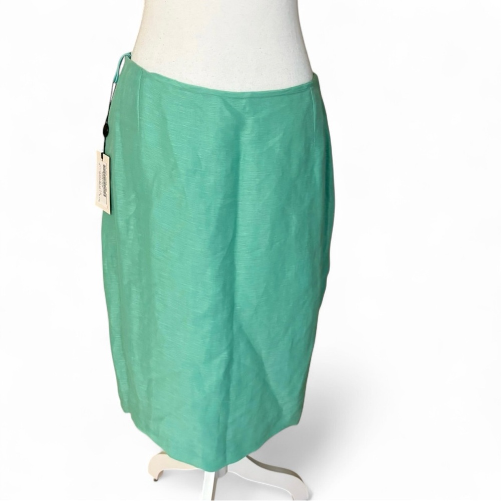 GIANNI VERSACE Vintage Silk Linen Blend Pencil Skirt Green Size 46 NWT